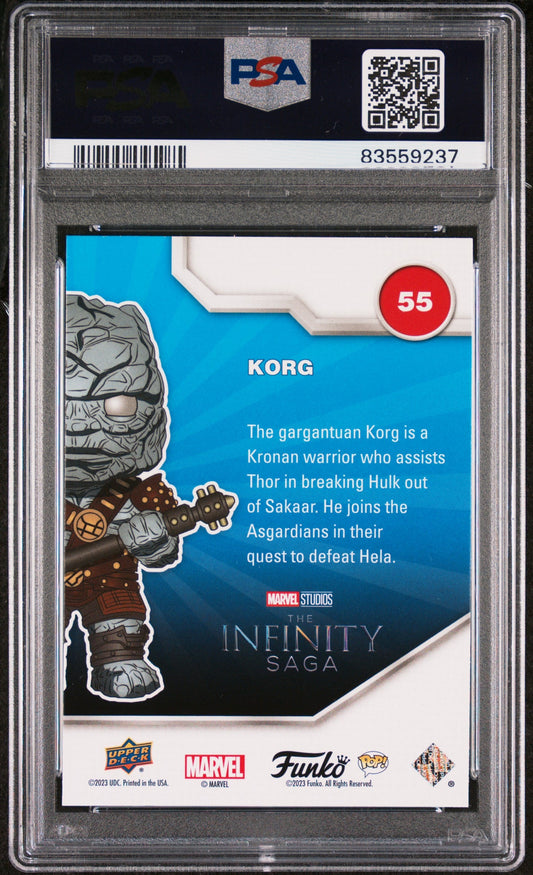 2023 UPPER DECK FUNKO POP MARVEL  KORG PLATINUM #55  PSA 10