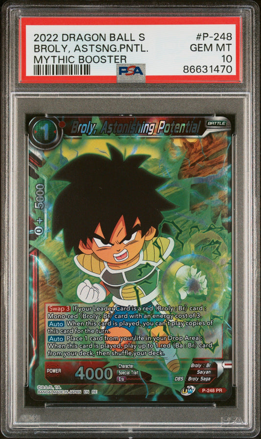 2022 DRAGON BALL SUPER MYTHIC BOOSTER BROLY, ASTSNG.PNTL. #P-248 - PSA 10