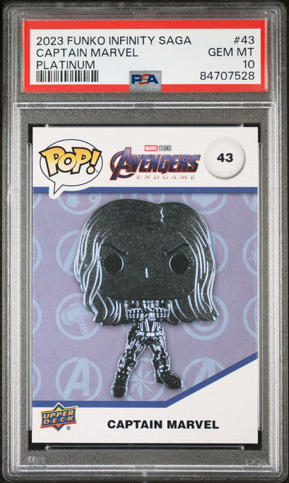 2023 UPPER DECK FUNKO POP MARVEL  CAPTAIN MARVEL PLATINUM #43  PSA 10
