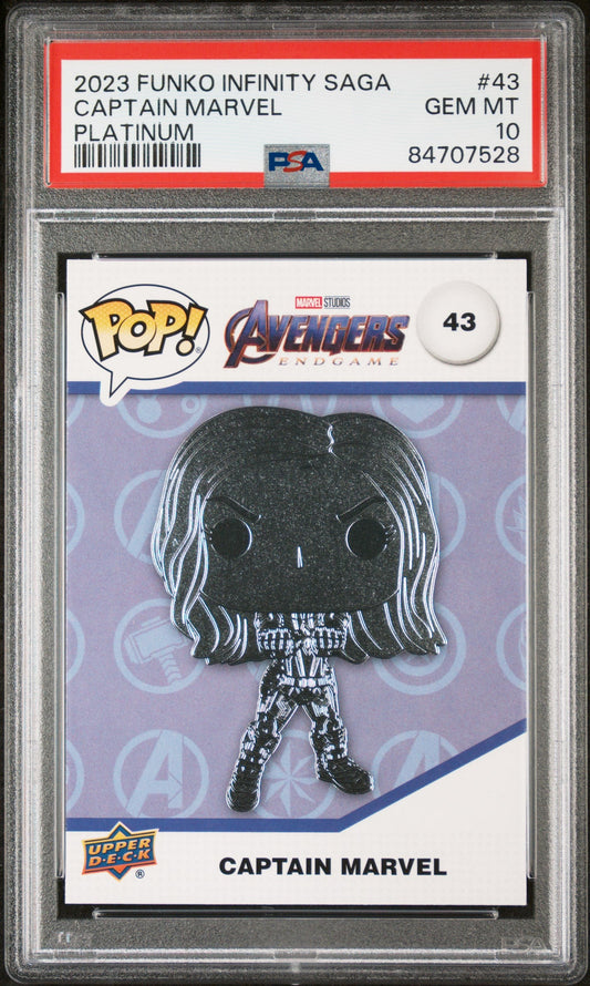 2023 UPPER DECK FUNKO POP MARVEL  CAPTAIN MARVEL PLATINUM #43  PSA 10