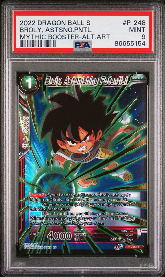 2022 DRAGON BALL SUPER MYTHIC BOOSTER BROLY, ASTSNG.PNTL. #P-248 - PSA 9