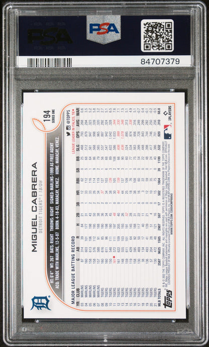 2022 TOPPS COMPLETE SET MIGUEL CABRERA GOLD STAR #194 - PSA 10
