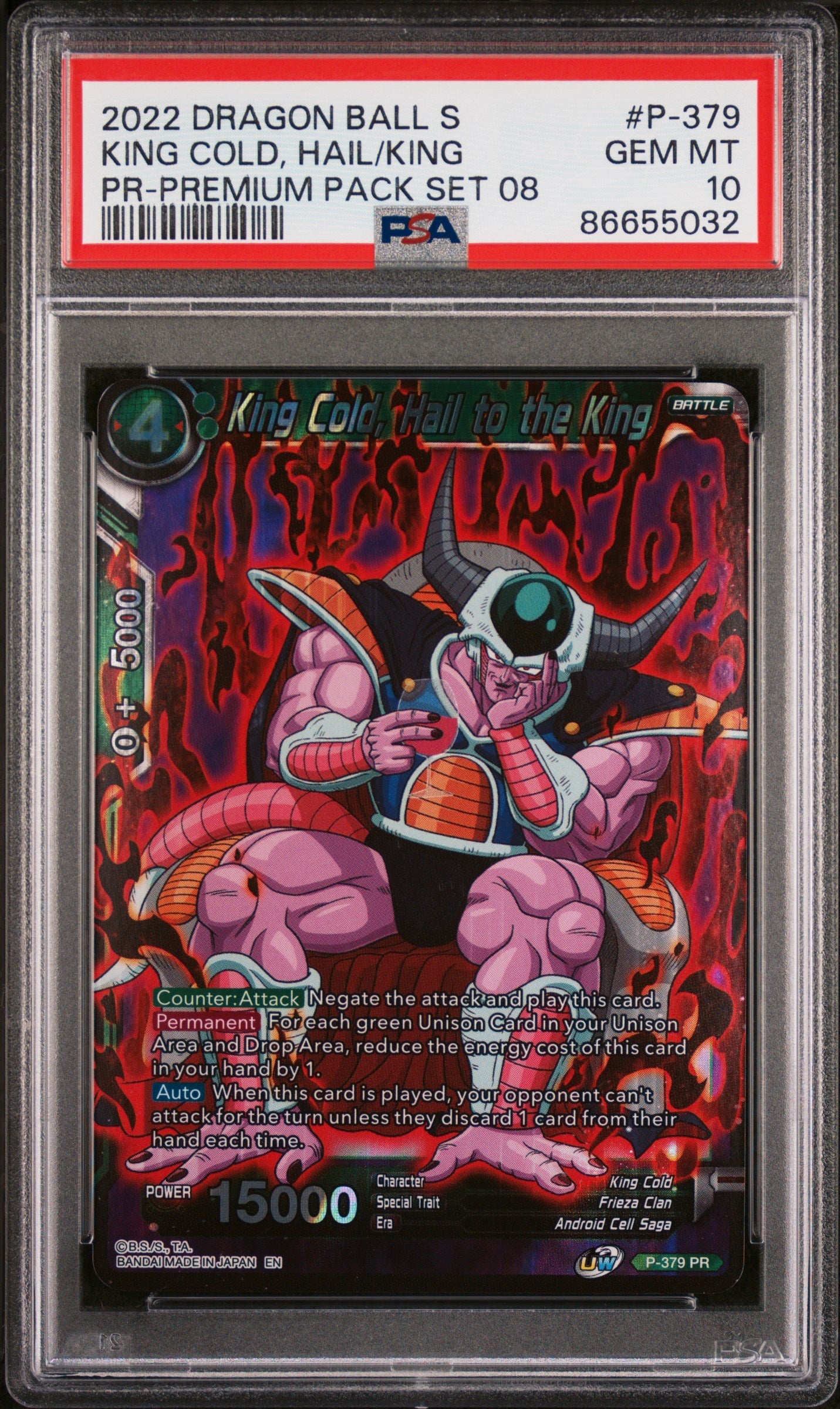 2022 DRAGON BALL SUPER KING COLD, HAIL/KING #P-379 - PSA 10