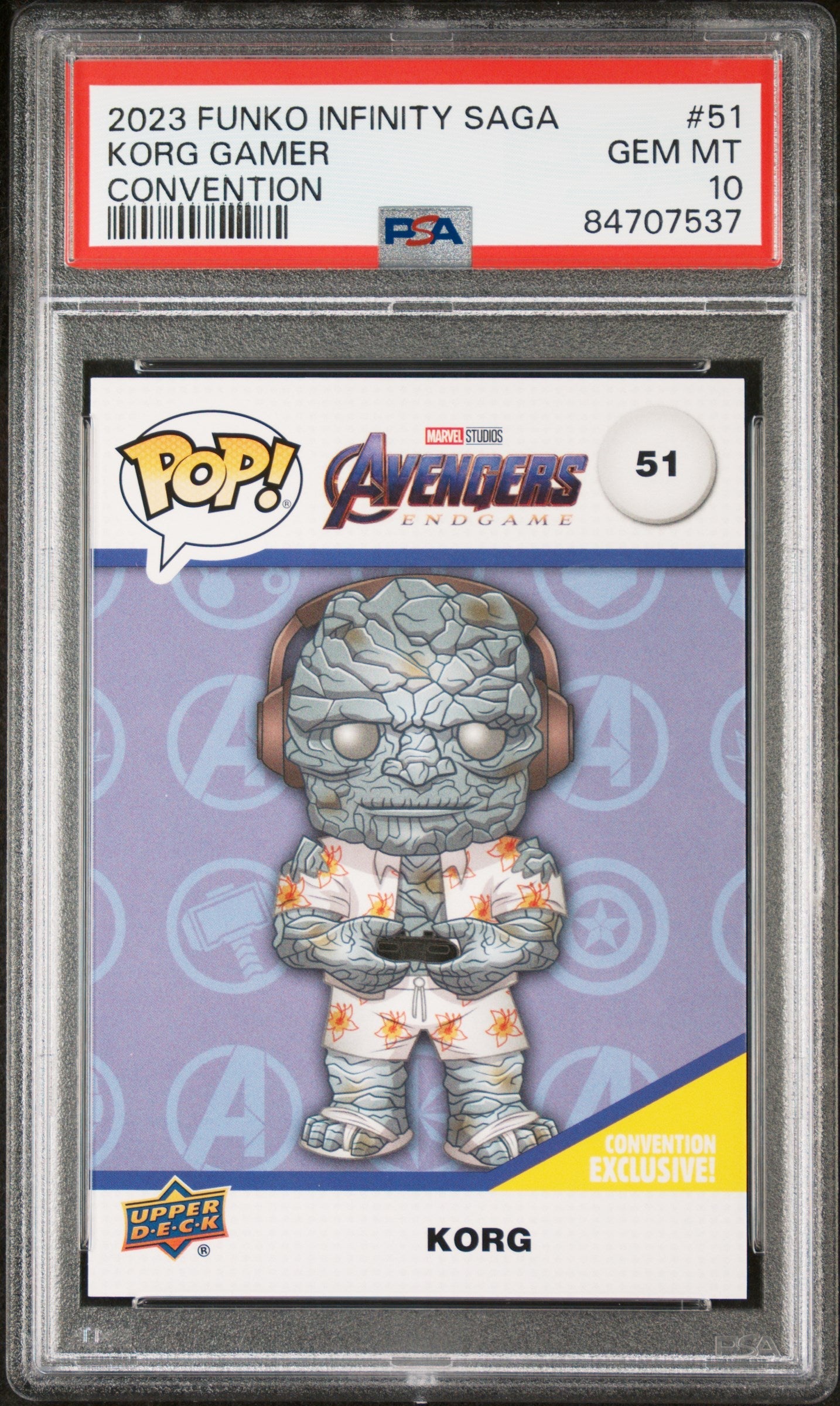 2023 UPPER DECK FUNKO POP MARVEL  KORG GAMER CONVENTION #51  PSA 10
