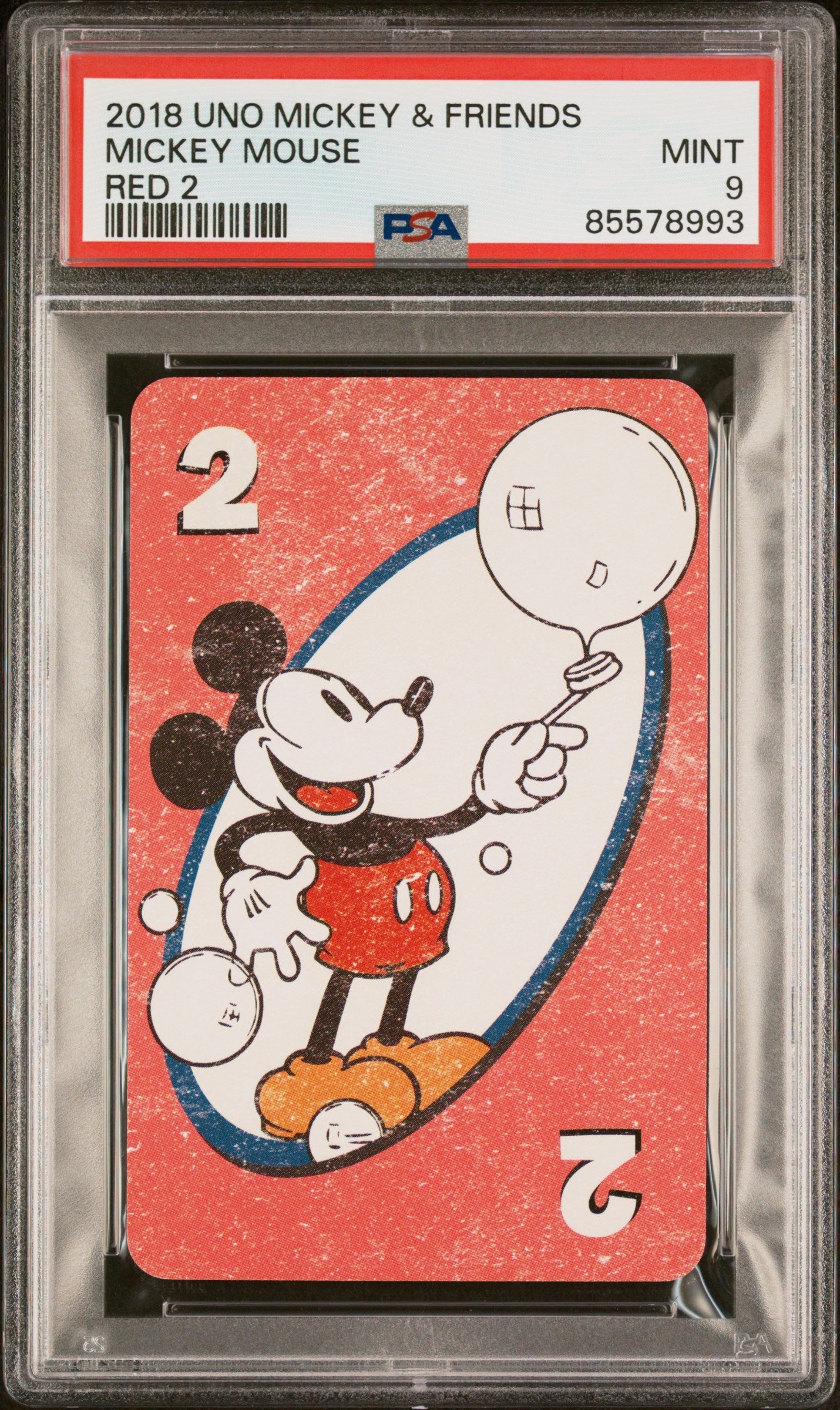 2018 UNO DISNEY MICKEY MOUSE & FRIENDS MICKEY MOUSE RED 2 PSA 9