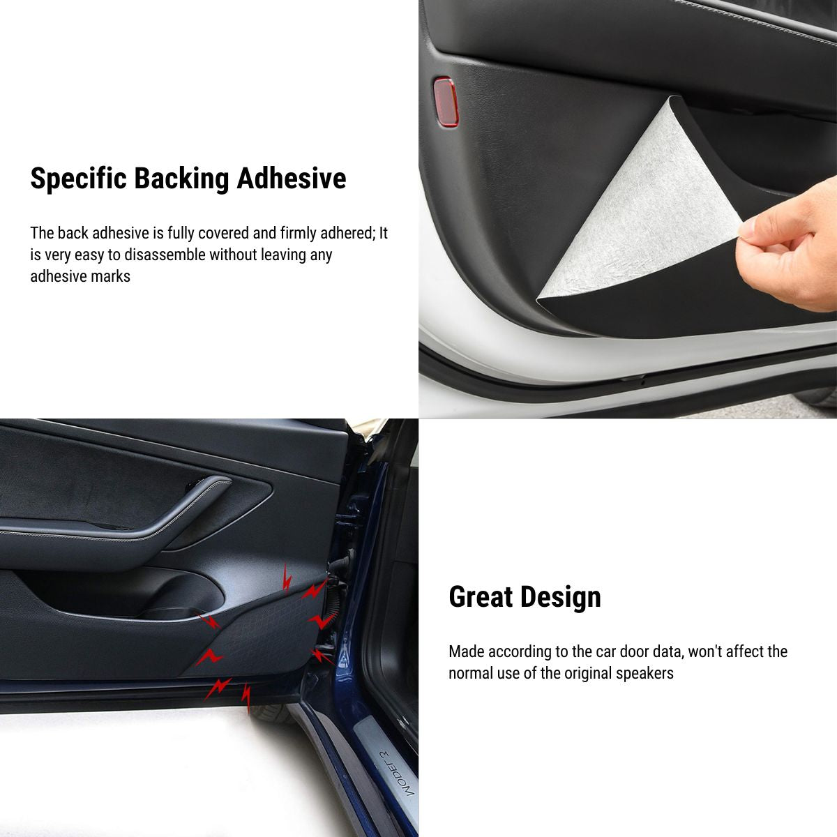 Leather Door Protector Anti-Kick  Mat for Tesla Model Y 2020-2025.03