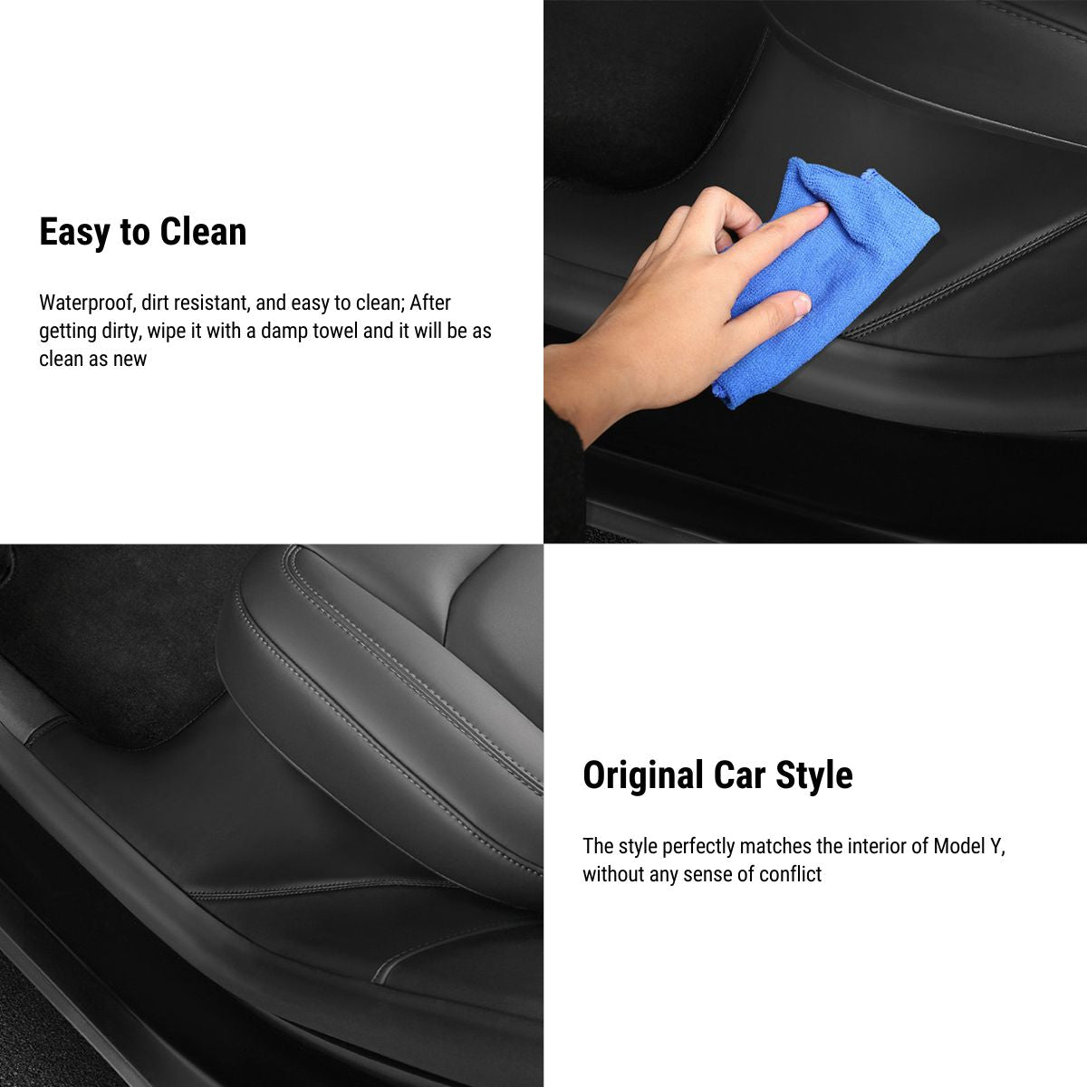 Leather Rear Door Sill Protector for Tesla Model Y 2020-2024