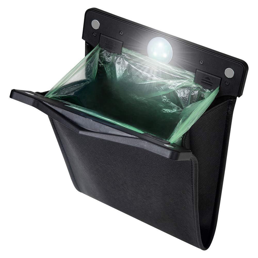 LED Car Trash Can | Waterproof, Leather Hanging Garbage Bag