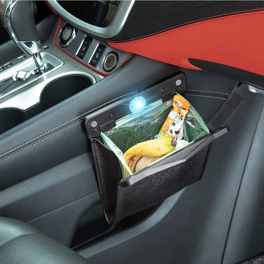 LED Car Trash Can | Waterproof, Leather Hanging Garbage Bag