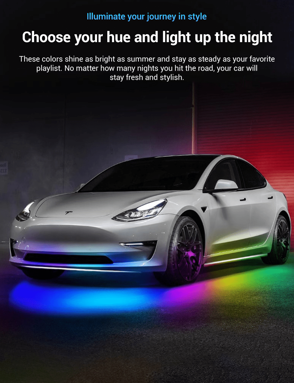 LED Chassis Ambient Lights for Tesla Model 3/Y (4PCS)