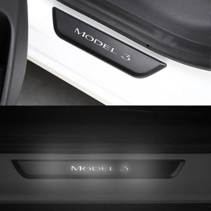 LED Illuminated Door Sill Protector Front Door for Model 3 / Y