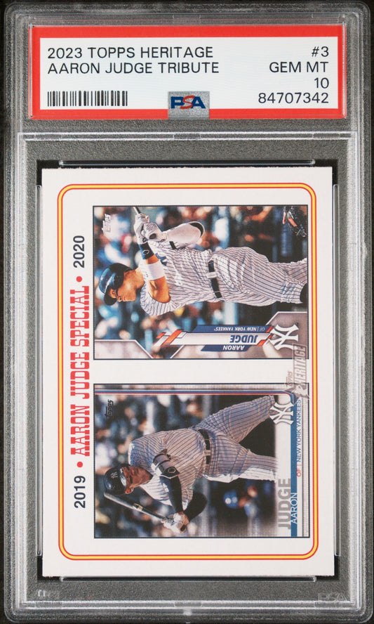 2023 TOPPS HERITAGE AARON JUDGE TRIBUTE  #3 - PSA 10
