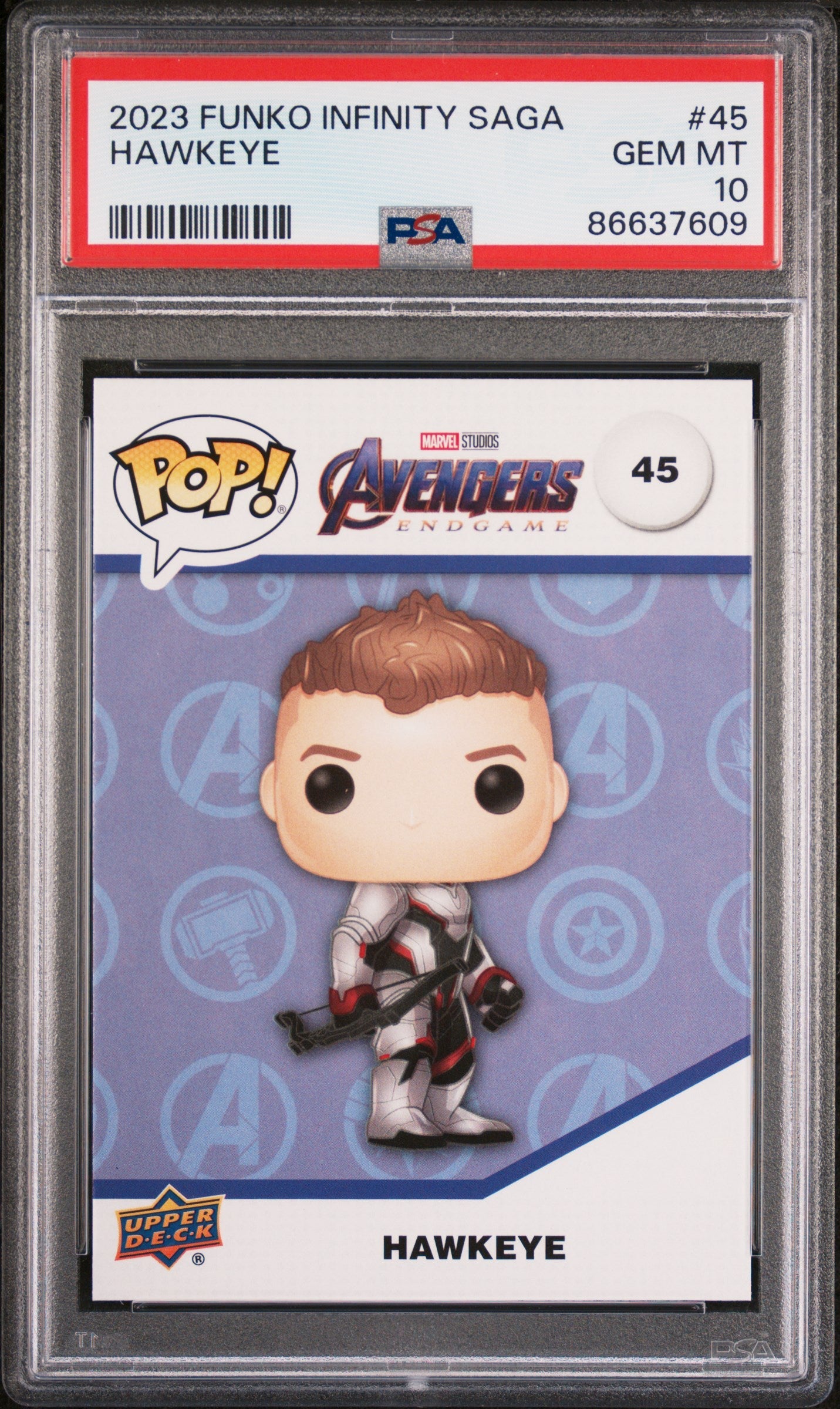 2023 UPPER DECK FUNKO POP MARVEL  HAWKEYE  #45  PSA 10
