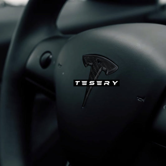 Model 3 / Y Steering Wheel Logo Cover - Carbon Fiber Interior Mods