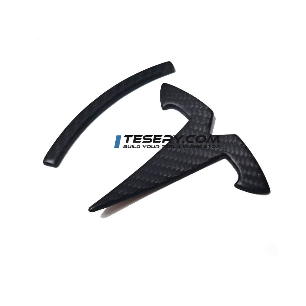 Model 3 / Y T Logo Overlay Front & Rear - Real Carbon Fiber Exterior