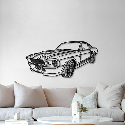 1967 Mustang Shelby GT500 Fastback Perspective Metal Car Wall Art - MT1155