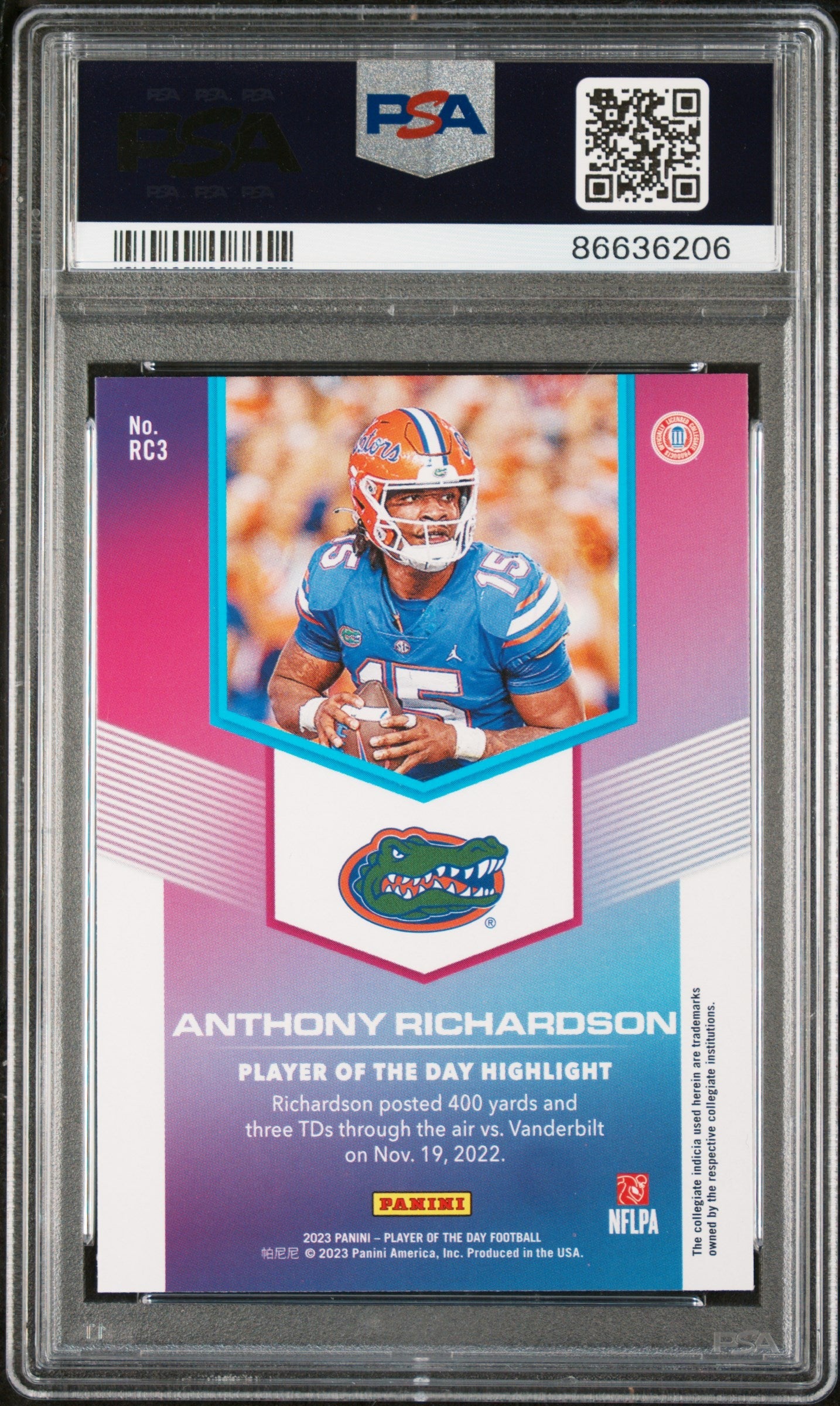 2023 PANINI PLAYER OF THE DAY ROOKIES ANTHONY RICHARDSON ROOKIES #RC3 - PSA 9 ROOKIE CARD