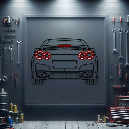 GT-R R35 Back View Metal Neon Car Wall Art - MTN0096