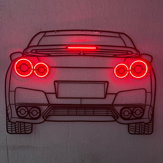 GT-R R35 Back View Metal Neon Car Wall Art - MTN0096
