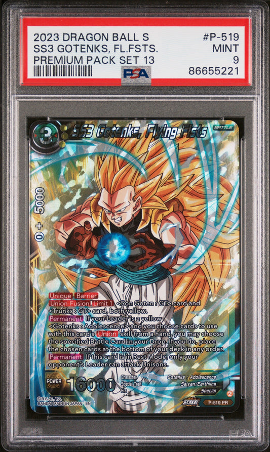 2023 DRAGON BALL SUPER 2 CRITICAL BLOW 13 SS3 GOTENKS, FLYN FST #P-519 - PSA 9