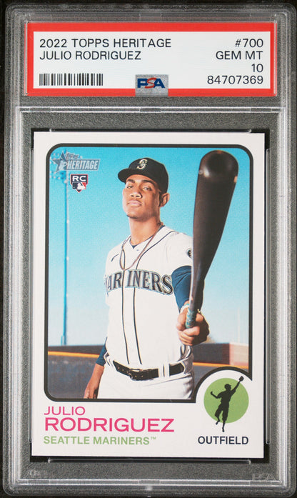2022 TOPPS HERITAGE JULIO RODRIGUEZ  #700 - PSA 10 ROOKIE CARD