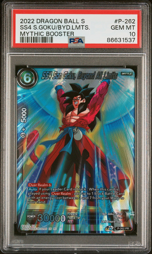 2022 DRAGON BALL SUPER MYTHIC BOOSTER SS4 S.GOKU/BYD.LMTS. #P-262 - PSA 10