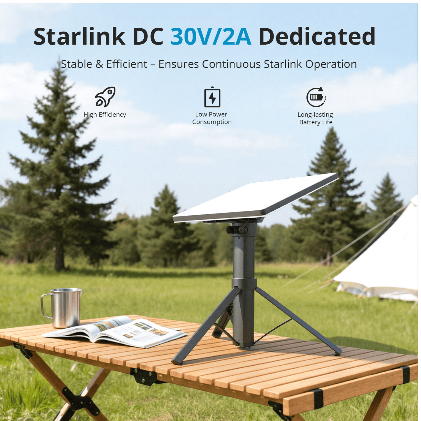 Portable Power & Mounting System for Starlink Mini | 45000mAh Battery Tripod Stand