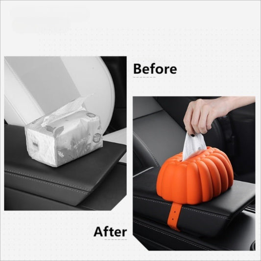 Pumpkin Shaped Silicone Tissue Box l Fit for Tesla Model 3/Y/S/X
