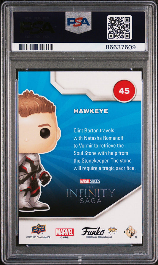 2023 UPPER DECK FUNKO POP MARVEL  HAWKEYE  #45  PSA 10
