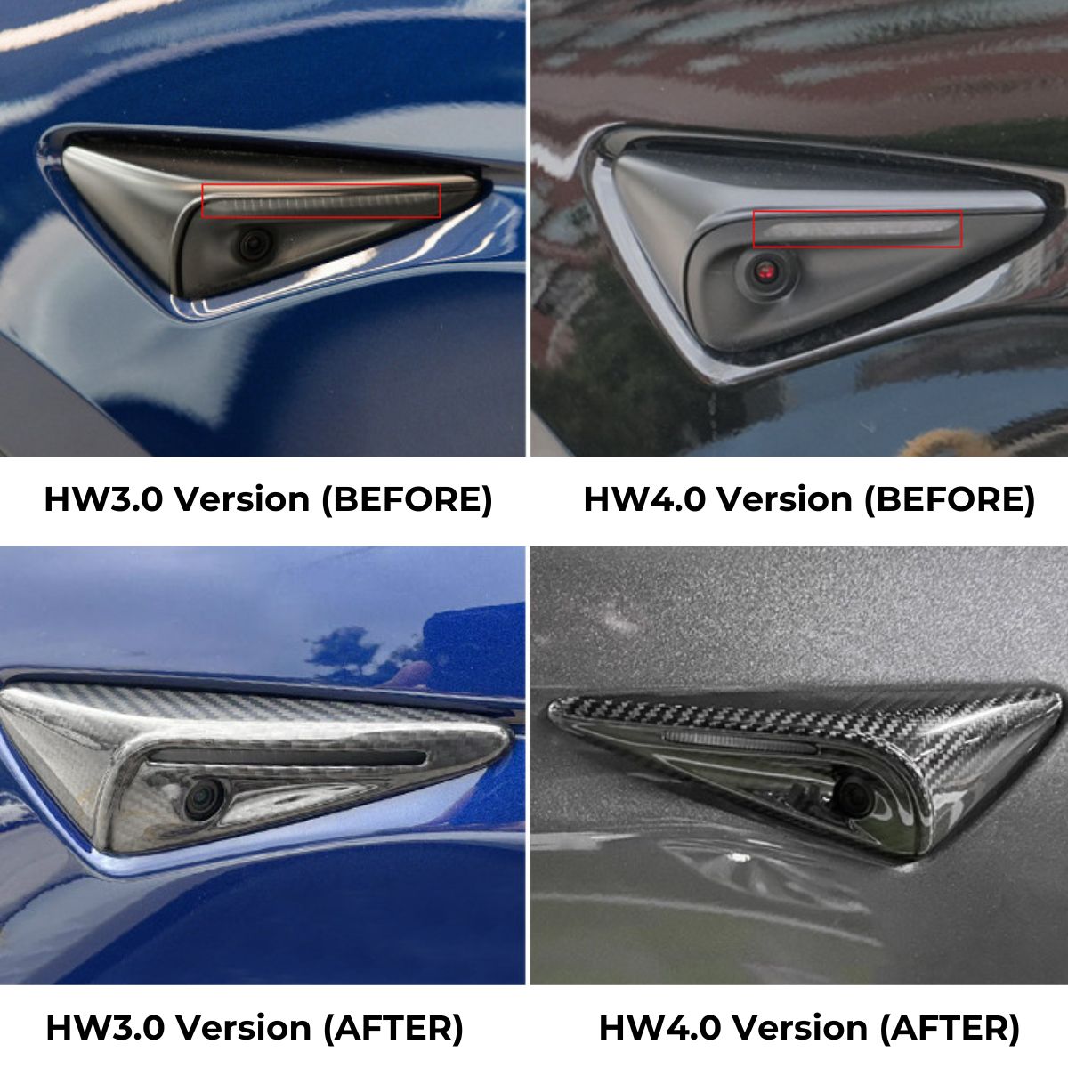 Full Side Camera Covers for Tesla Model 3 / Y - Carbon Fiber Exterior Mods