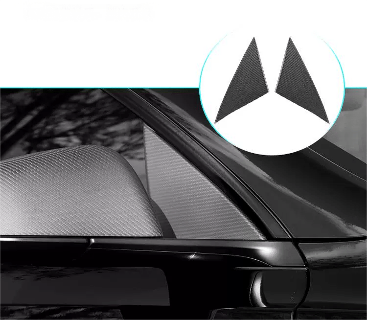 Real Dry Carbon Fiber A-Pillar Accent Overlays for Model 3 / Y