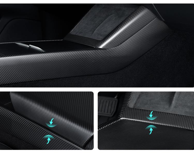 Real Dry Carbon Fiber Center Console Combo Side Panel & Charging Pad Overlay for Model 3 Highland & New Model Y