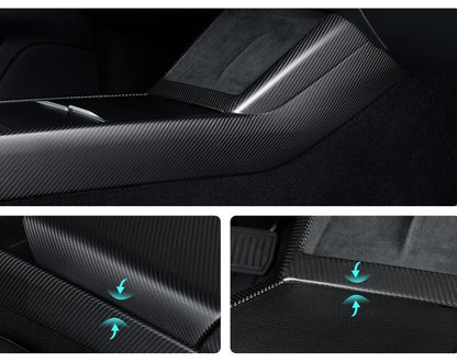 Real Dry Carbon Fiber Center Console Combo Side Panel & Charging Pad Overlay for Model 3 Highland & New Model Y