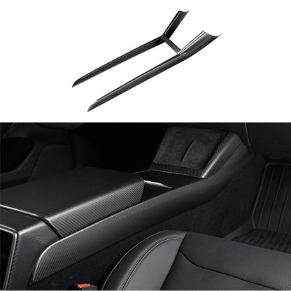 Real Dry Carbon Fiber Center Console Combo Side Panel & Charging Pad Overlay for Model 3 Highland & New Model Y