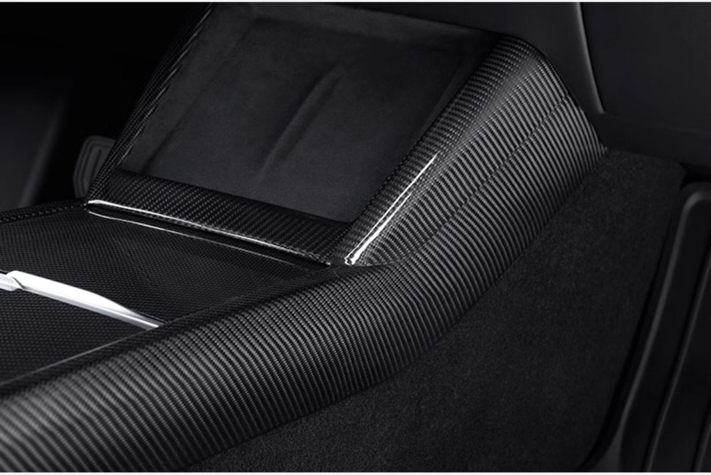 Real Dry Carbon Fiber Center Console Combo Side Panel & Charging Pad Overlay for Model 3 Highland & New Model Y
