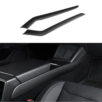 Real Dry Carbon Fiber Center Console Side Panel Overlays for Model 3 Highland & New Model Y (2 Pieces)
