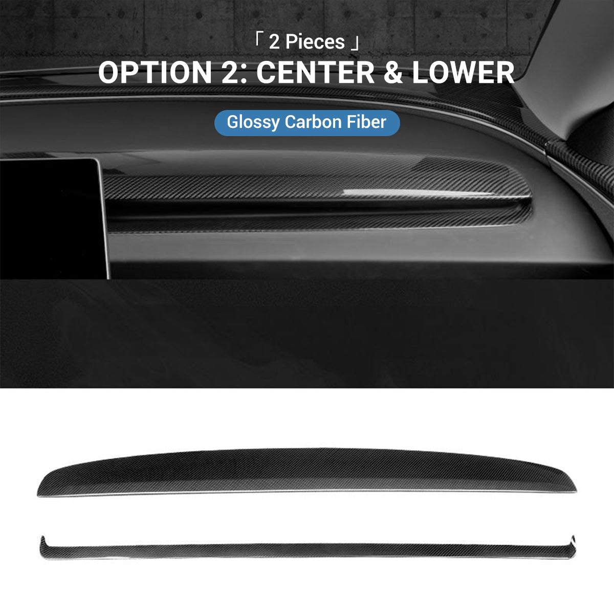 TESERY Real Dry Carbon Fiber Dashboard Cover Overlay for Model 3 Highland / Model Y Juniper