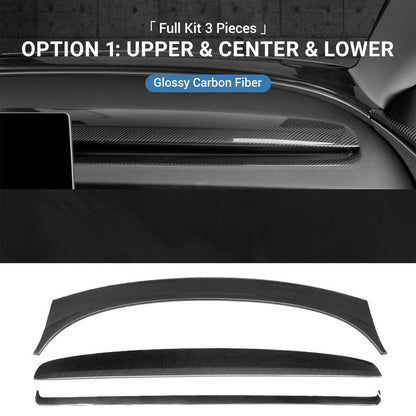 TESERY Real Dry Carbon Fiber Dashboard Cover Overlay for Model 3 Highland / Model Y Juniper