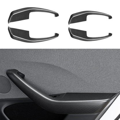 Real Dry Carbon Fiber Door Armrest Cover Overlays for Model 3 Highland