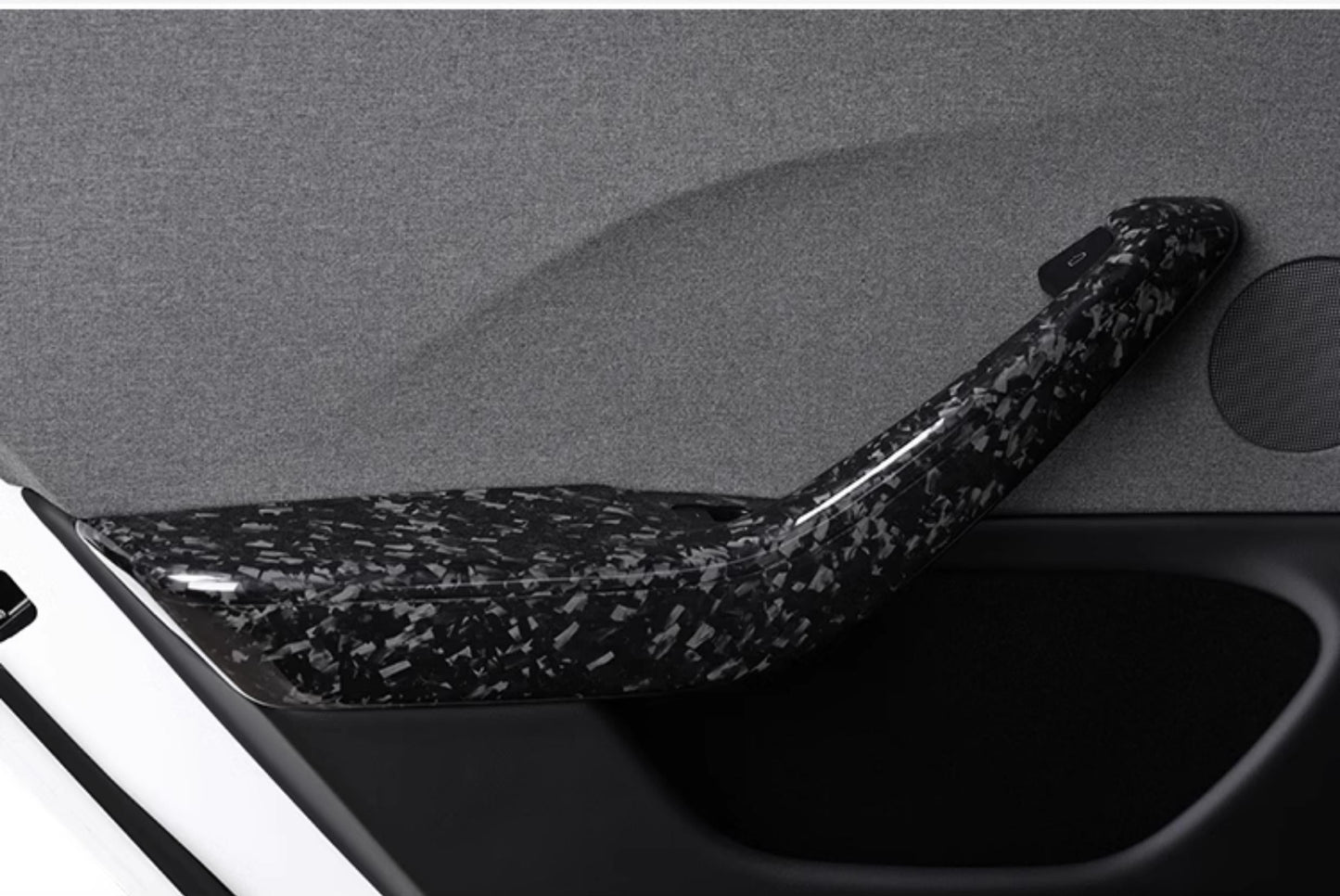 Real Dry Carbon Fiber Door Armrest Cover Overlays for Model 3 Highland