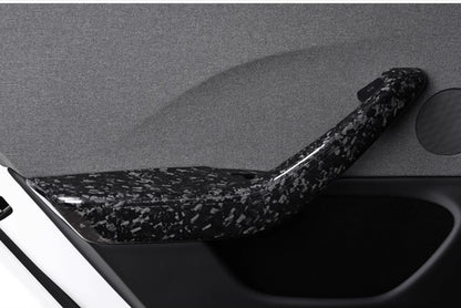 Real Dry Carbon Fiber Door Armrest Cover Overlays for Model 3 Highland