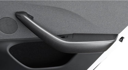 Real Dry Carbon Fiber Door Armrest Cover Overlays for Model 3 Highland