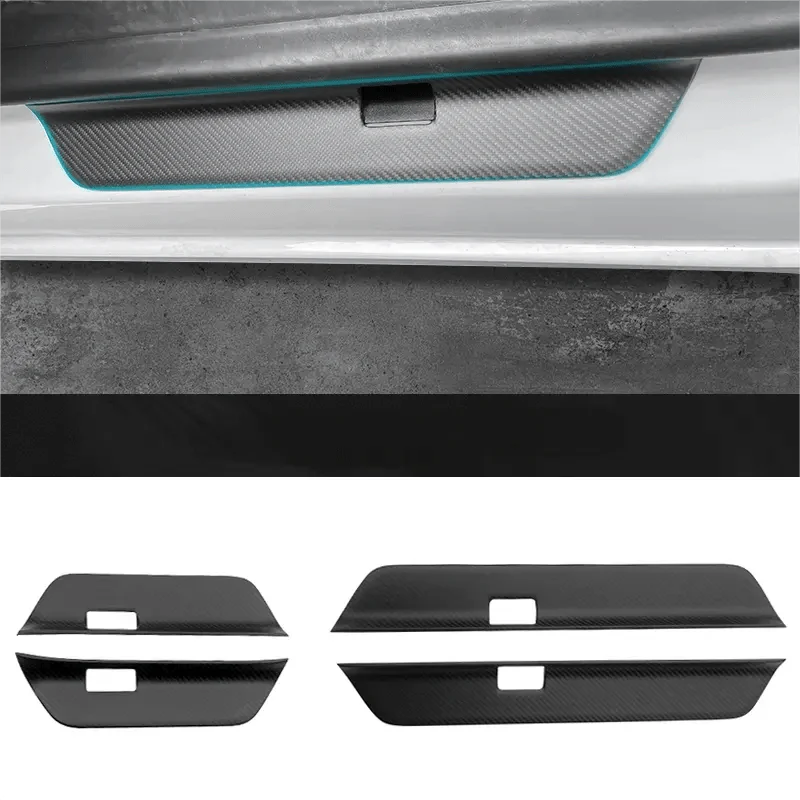Real Dry Carbon Fiber Door Sill Strip Overlay for Model 3 / Y