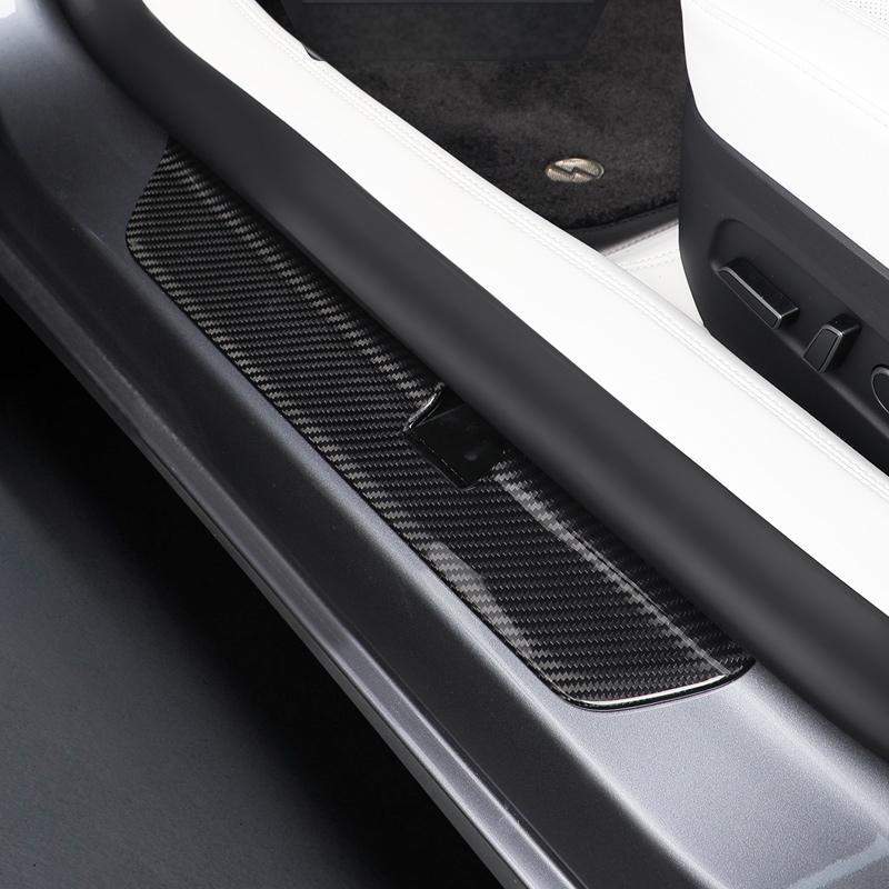 Real Dry Carbon Fiber Door Sill Strip Overlay for Model 3 / Y