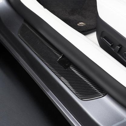 Real Dry Carbon Fiber Door Sill Strip Overlay for Model 3 / Y