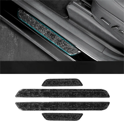 Real Dry Carbon Fiber Door Sill Strip Overlay for Model 3 / Y