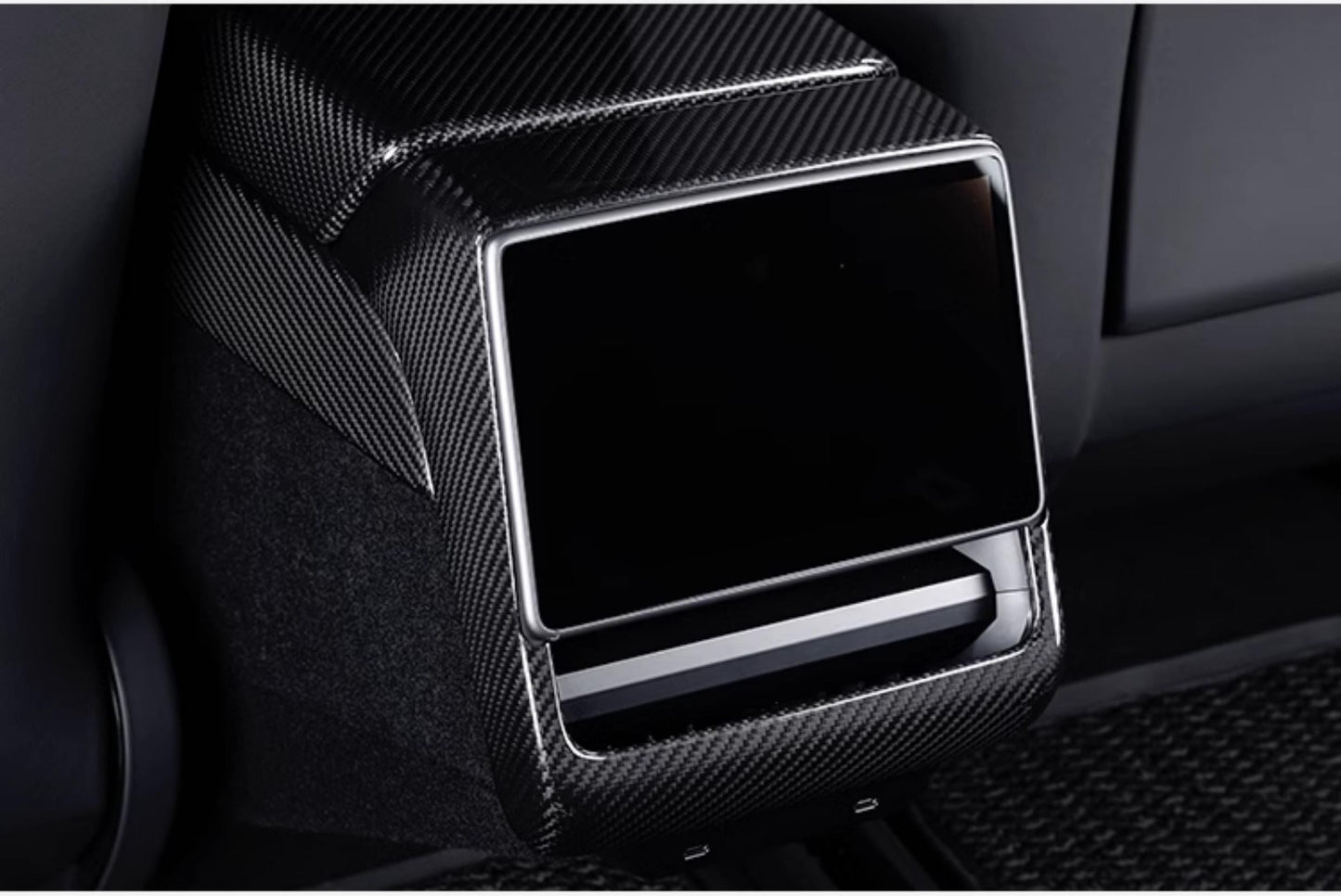Real Dry Carbon Fiber Rear Screen Trim Frame Overlay for Model 3 Highland & New Model Y