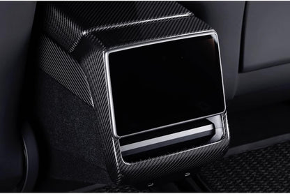 Real Dry Carbon Fiber Rear Screen Trim Frame Overlay for Model 3 Highland & New Model Y