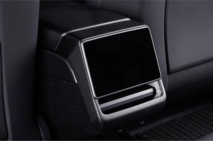 Real Dry Carbon Fiber Rear Screen Trim Frame Overlay for Model 3 Highland & New Model Y