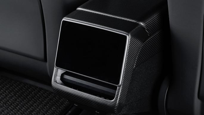 Real Dry Carbon Fiber Rear Screen Trim Frame Overlay for Model 3 Highland & New Model Y